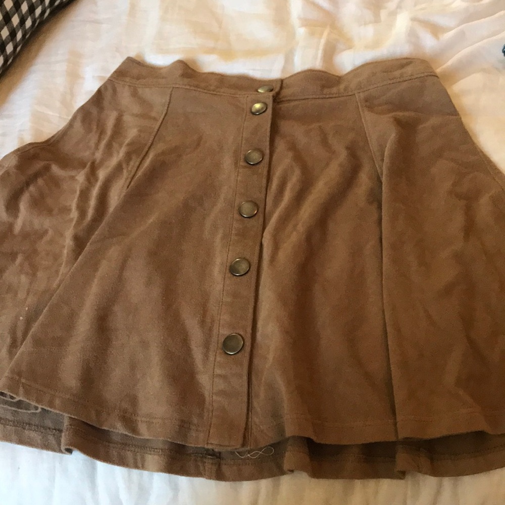 Suede button up skirt